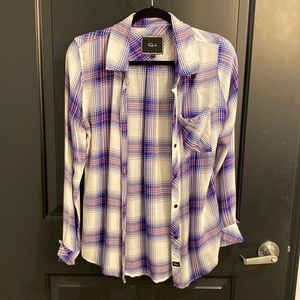 Rails Purple and White Plaid Button Down Shirt